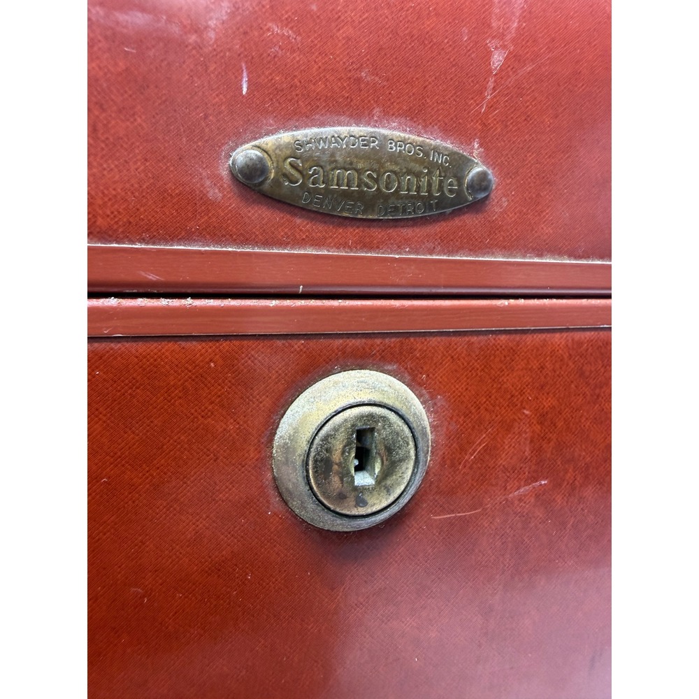 Vintage Samsonite Train Case Shwayder Bros Red Brown Hard Shell Vanity Luggage - Picture 2 of 14